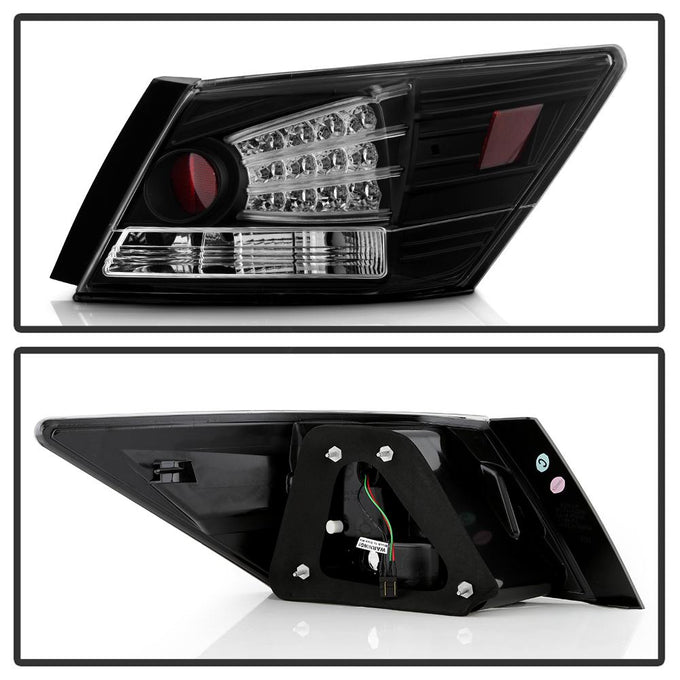 Black LED Tail Lights <br>08-12 Honda Accord 10-11 Honda Accord Crosstour