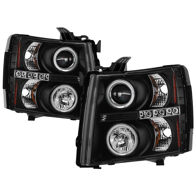 CCFL Halo Black Projector Headlights <br>07-13 Chevy Silverado 1500, 2500 HD, 3500 HD