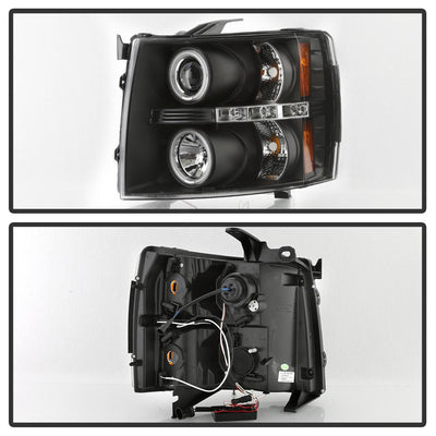 CCFL Halo Black Projector Headlights <br>07-13 Chevy Silverado 1500, 2500 HD, 3500 HD
