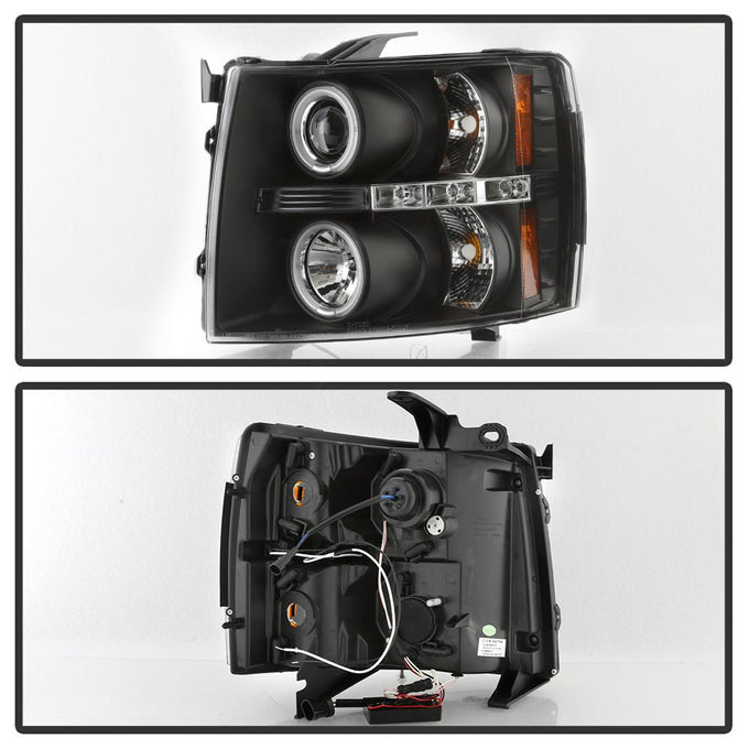 CCFL Halo Black Projector Headlights <br>07-13 Chevy Silverado 1500, 2500 HD, 3500 HD