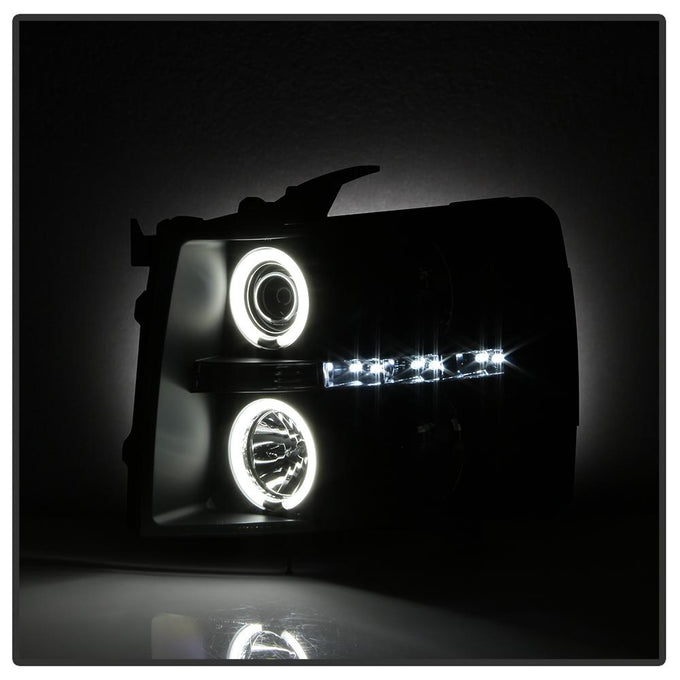 CCFL Halo Black Projector Headlights <br>07-13 Chevy Silverado 1500, 2500 HD, 3500 HD