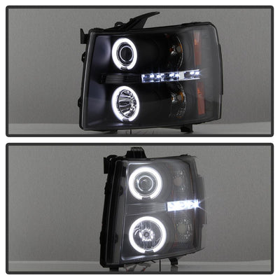 CCFL Halo Black Projector Headlights <br>07-13 Chevy Silverado 1500, 2500 HD, 3500 HD