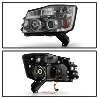 LED Halo Smoke Projector Headlights <br>05-07 Nissan Armada 04-15 TITAN 2004 Pathfinder Armada