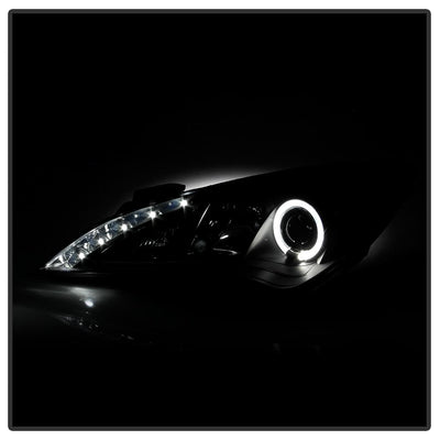 LED Halo Black DRL Projector Headlights <br>10-12 Hyundai Genesis Coupe Genesis