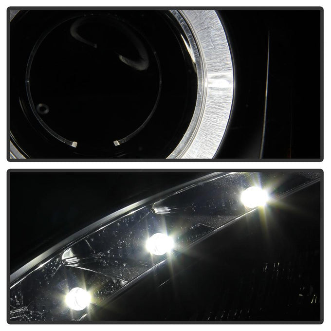 LED Halo Black DRL Projector Headlights <br>10-12 Hyundai Genesis Coupe Genesis