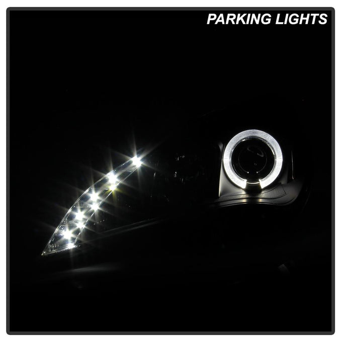 LED Halo Black DRL Projector Headlights <br>10-12 Hyundai Genesis Coupe Genesis