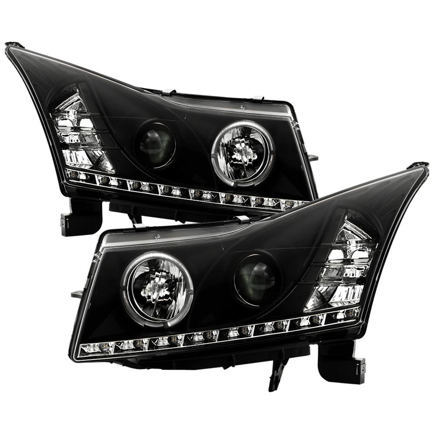 LED Halo Black DRL Projector Headlights <br>11-14 Chevrolet Cruze
