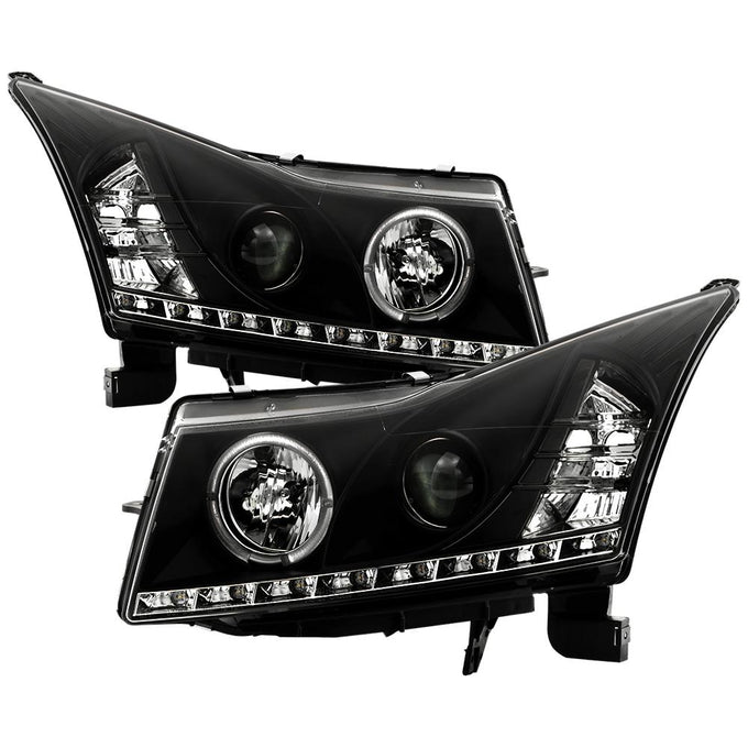 LED Halo Black DRL Projector Headlights <br>11-14 Chevrolet Cruze