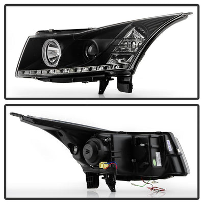 LED Halo Black DRL Projector Headlights <br>11-14 Chevrolet Cruze