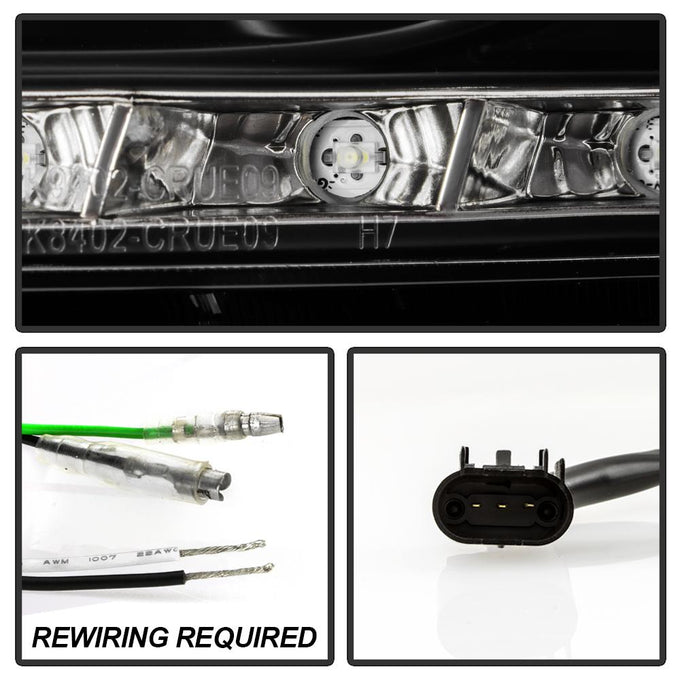 LED Halo Black DRL Projector Headlights <br>11-14 Chevrolet Cruze