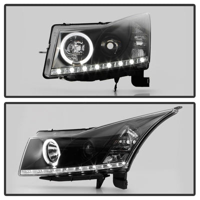 LED Halo Black DRL Projector Headlights <br>11-14 Chevrolet Cruze