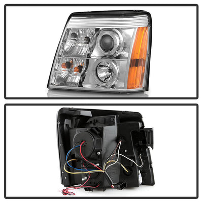 LED Halo Chrome DRL Projector Headlights <br>02-03 Cadillac Escalade Escalade EXT 03 Cadillac Escalade ESV