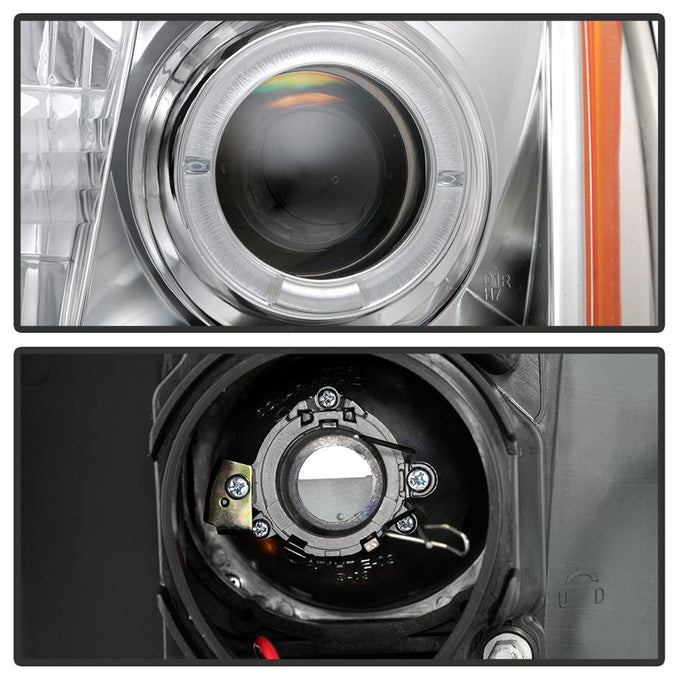 LED Halo Chrome DRL Projector Headlights <br>02-03 Cadillac Escalade Escalade EXT 03 Cadillac Escalade ESV