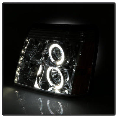 LED Halo Chrome DRL Projector Headlights <br>02-03 Cadillac Escalade Escalade EXT 03 Cadillac Escalade ESV
