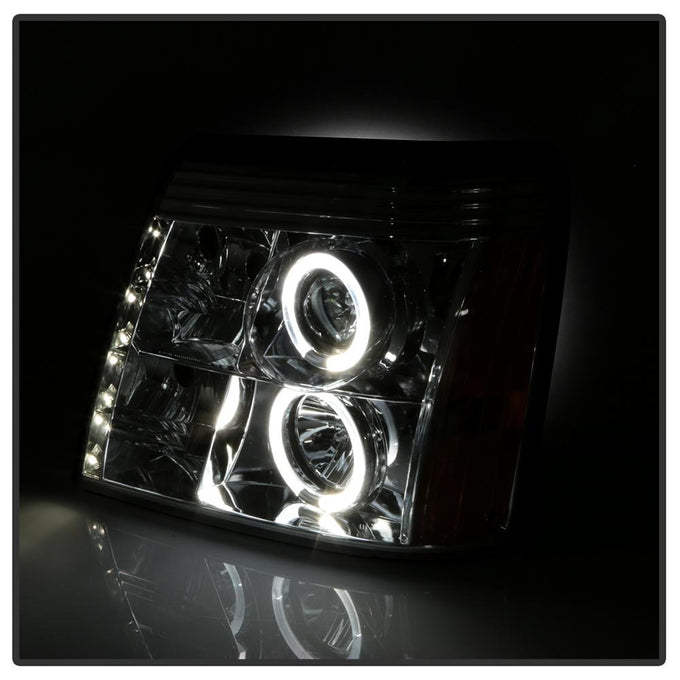 LED Halo Chrome DRL Projector Headlights <br>02-03 Cadillac Escalade Escalade EXT 03 Cadillac Escalade ESV