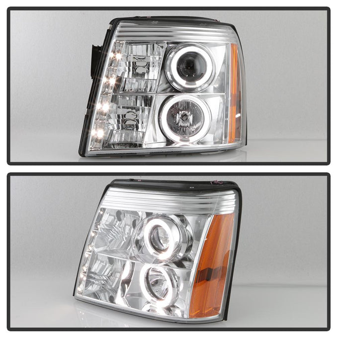 LED Halo Chrome DRL Projector Headlights <br>02-03 Cadillac Escalade Escalade EXT 03 Cadillac Escalade ESV