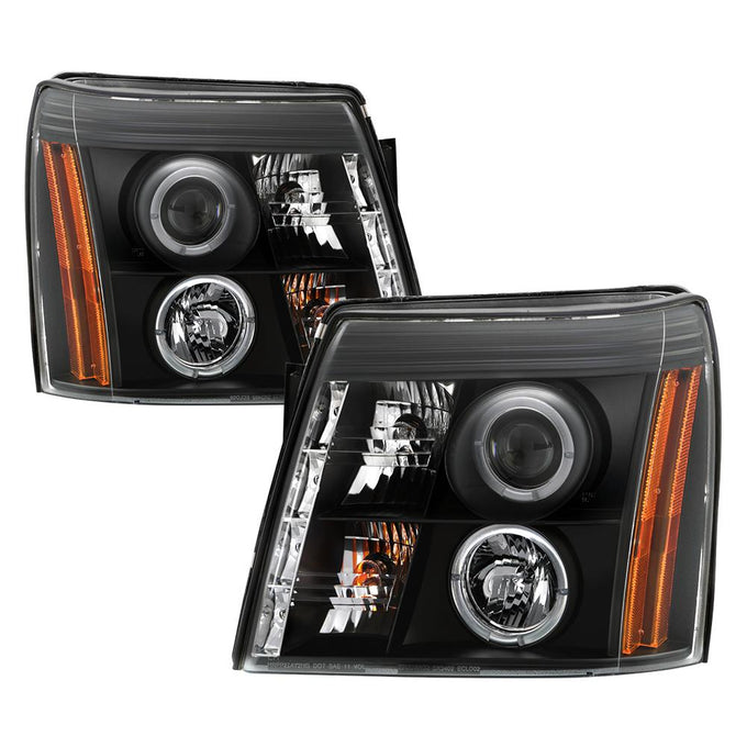 LED Halo Black DRL Projector Headlights <br>02-03 Cadillac Escalade Escalade EXT 03 Cadillac Escalade ESV