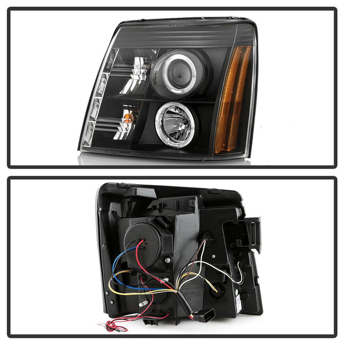 LED Halo Black DRL Projector Headlights <br>02-03 Cadillac Escalade Escalade EXT 03 Cadillac Escalade ESV