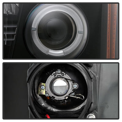 LED Halo Black DRL Projector Headlights <br>02-03 Cadillac Escalade Escalade EXT 03 Cadillac Escalade ESV