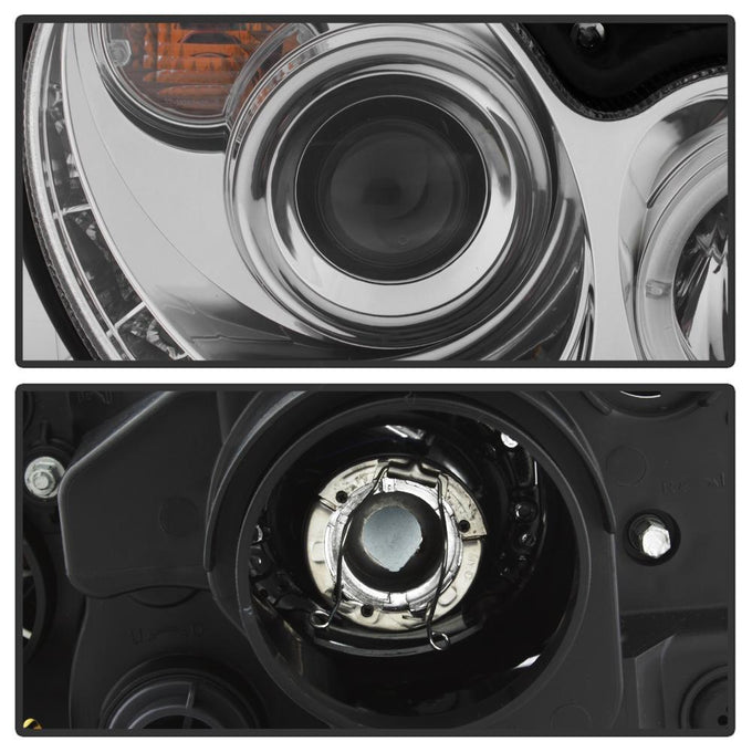 LED Halo Chrome DRL Projector Headlights <br>03-05 Mercedes-Benz CLK-Series