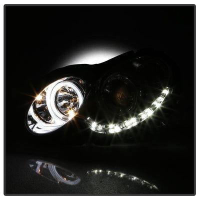 LED Halo Chrome DRL Projector Headlights <br>03-05 Mercedes-Benz CLK-Series