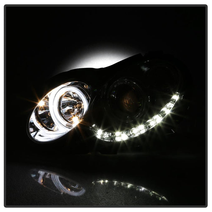 LED Halo Chrome DRL Projector Headlights <br>03-05 Mercedes-Benz CLK-Series