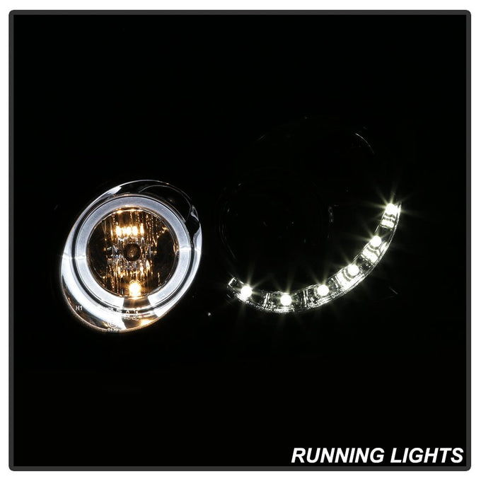 LED Halo Chrome DRL Projector Headlights <br>03-05 Mercedes-Benz CLK-Series