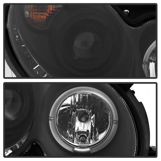 LED Halo Black DRL Projector Headlights <br>03-05 Mercedes-Benz CLK-Series