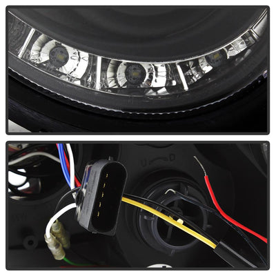 LED Halo Black DRL Projector Headlights <br>03-05 Mercedes-Benz CLK-Series