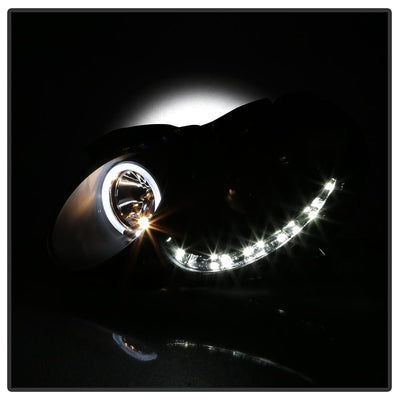 LED Halo Black DRL Projector Headlights <br>03-05 Mercedes-Benz CLK-Series