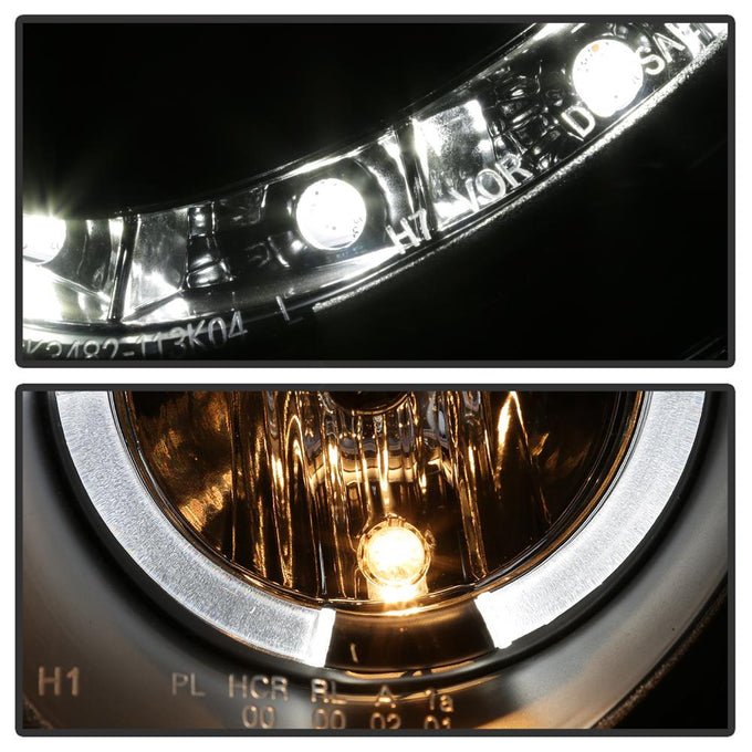 LED Halo Black DRL Projector Headlights <br>03-05 Mercedes-Benz CLK-Series