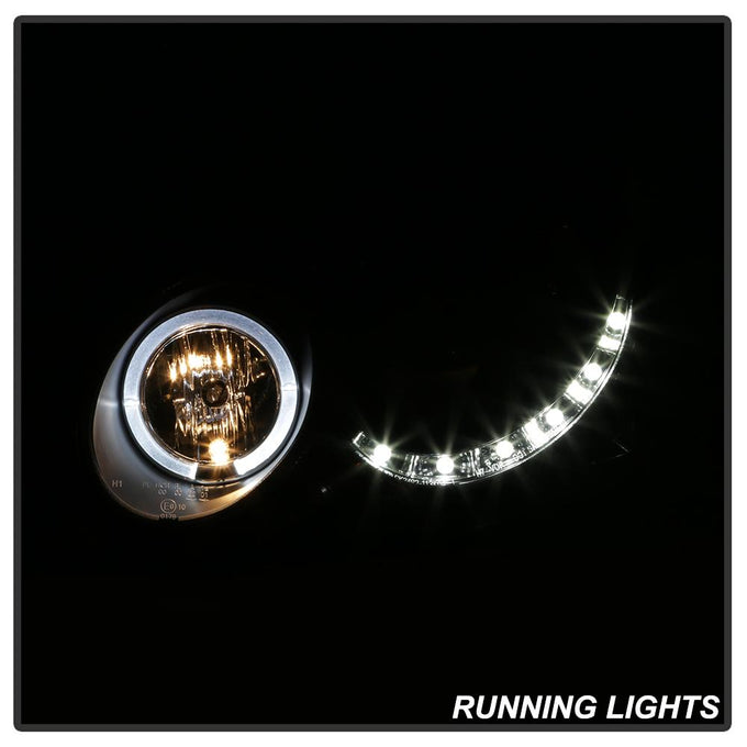 LED Halo Black DRL Projector Headlights <br>03-05 Mercedes-Benz CLK-Series