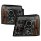 LED Halo Smoke DRL Projector Headlights <br>02-03 Cadillac Escalade Escalade EXT 03 Cadillac Escalade ESV