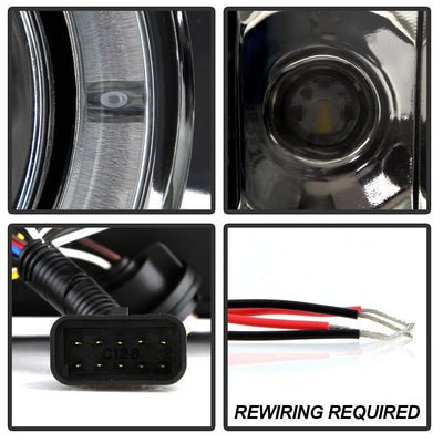 LED Halo Smoke DRL Projector Headlights <br>02-03 Cadillac Escalade Escalade EXT 03 Cadillac Escalade ESV