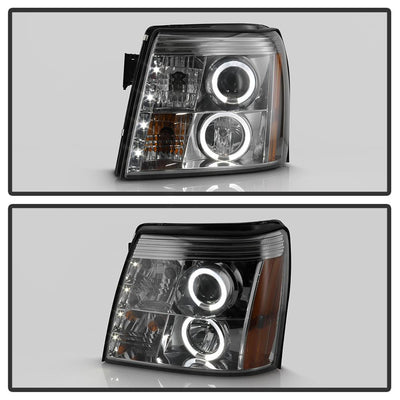 LED Halo Smoke DRL Projector Headlights <br>02-03 Cadillac Escalade Escalade EXT 03 Cadillac Escalade ESV