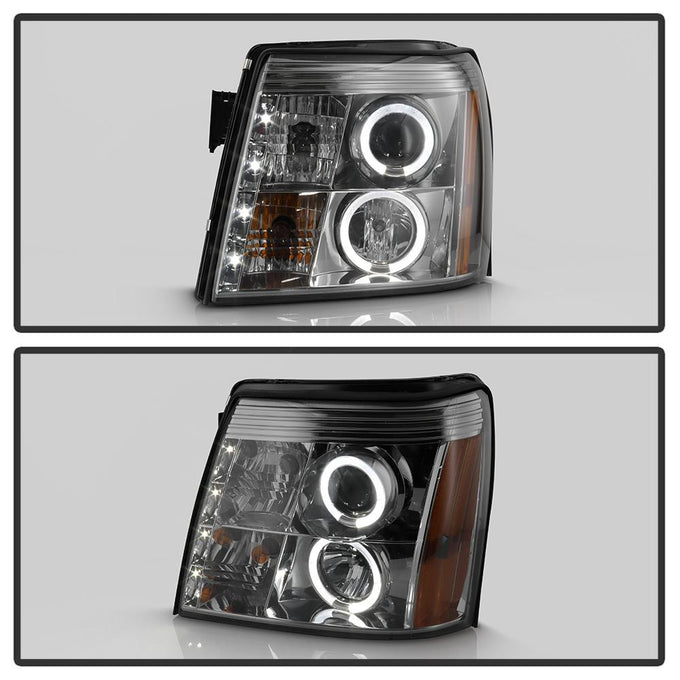 LED Halo Smoke DRL Projector Headlights <br>02-03 Cadillac Escalade Escalade EXT 03 Cadillac Escalade ESV