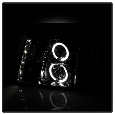 LED Halo Smoke DRL Projector Headlights <br>02-03 Cadillac Escalade Escalade EXT 03 Cadillac Escalade ESV