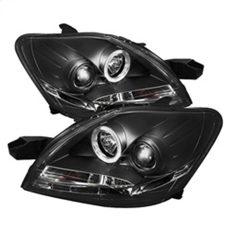 LED Halo Black DRL Projector Headlights <br>07-11 Toyota Yaris