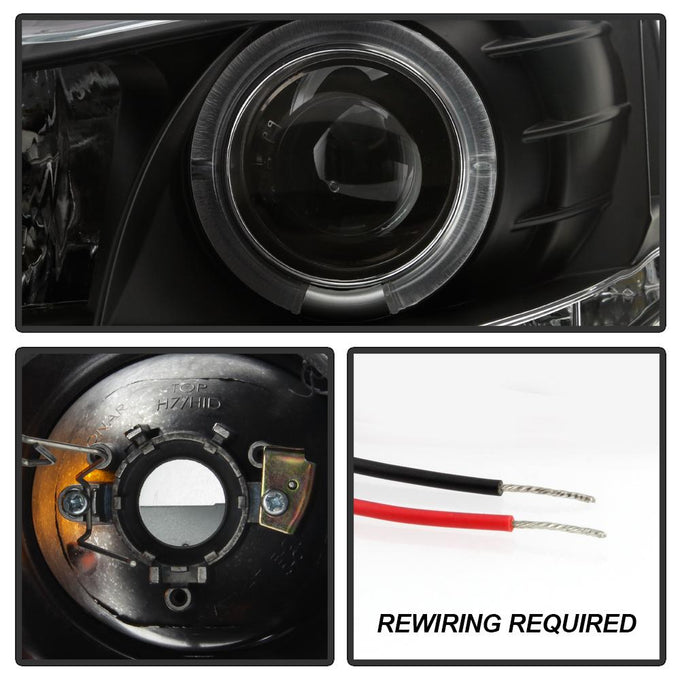 LED Halo Black DRL Projector Headlights <br>08-17 Mitsubishi Lancer