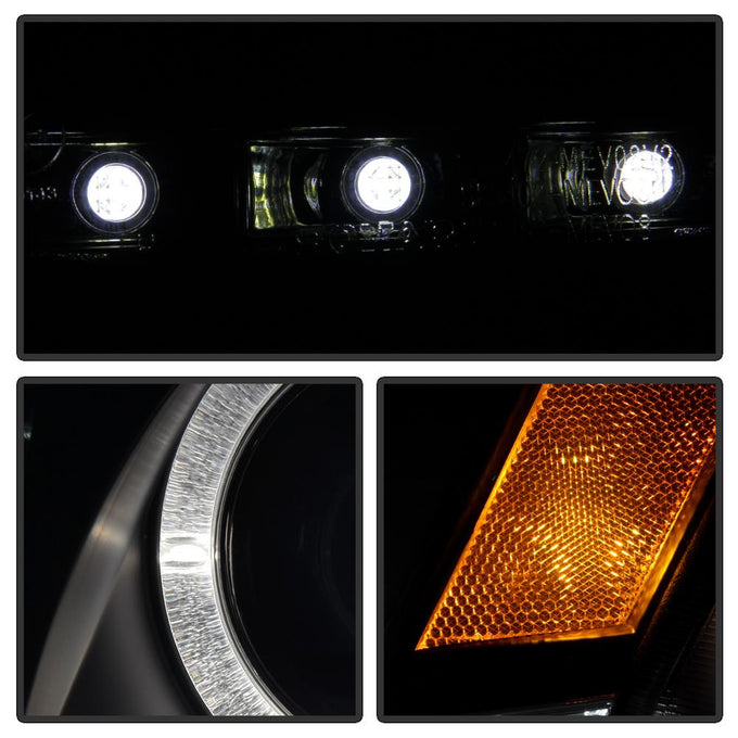 LED Halo Black DRL Projector Headlights <br>08-17 Mitsubishi Lancer