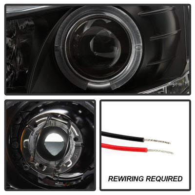 LED Halo Black DRL Projector Headlights <br>08-17 Mitsubishi Lancer