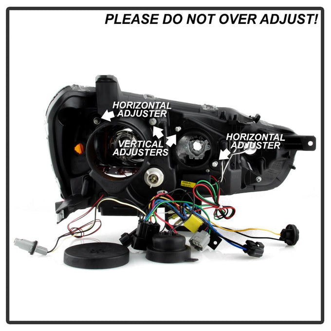 LED Halo Black DRL Projector Headlights <br>08-17 Mitsubishi Lancer