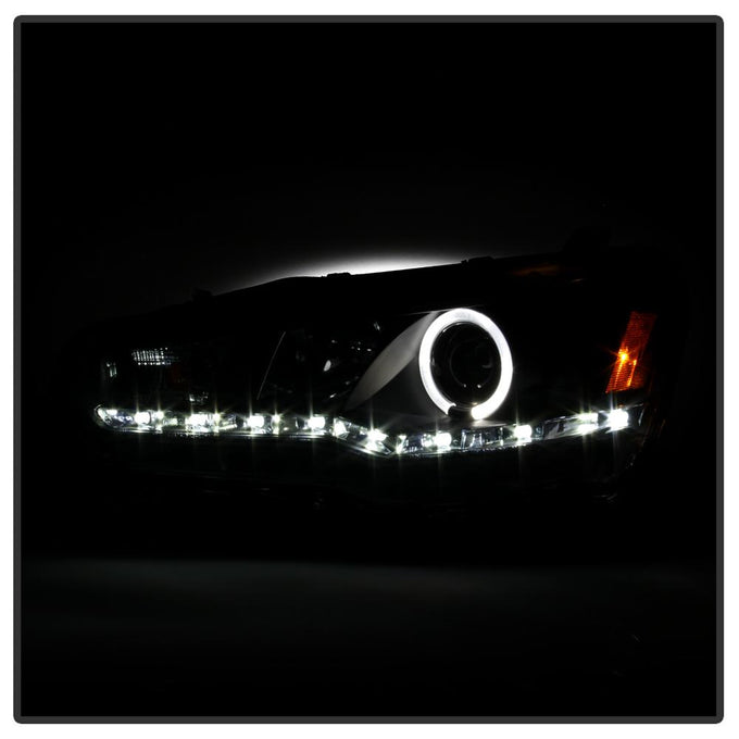 LED Halo Black DRL Projector Headlights <br>08-17 Mitsubishi Lancer