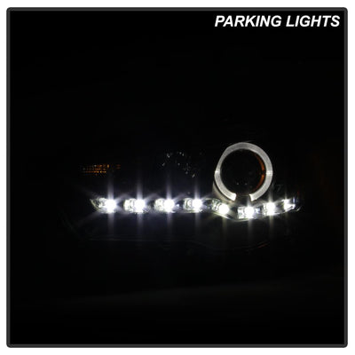 LED Halo Black DRL Projector Headlights <br>08-17 Mitsubishi Lancer