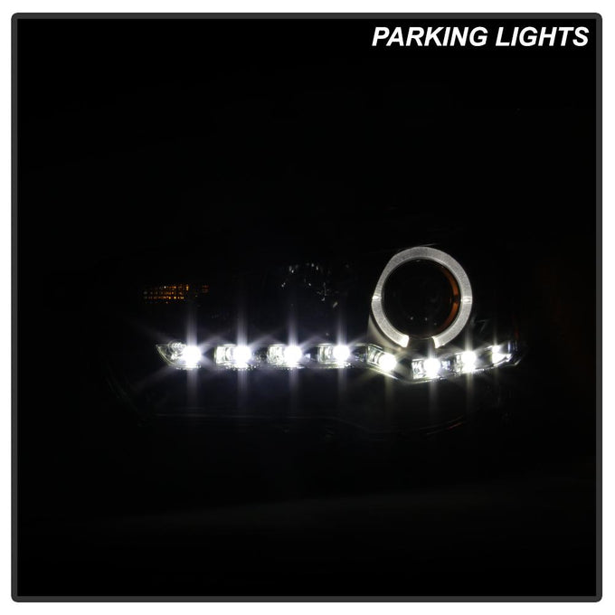 LED Halo Black DRL Projector Headlights <br>08-17 Mitsubishi Lancer