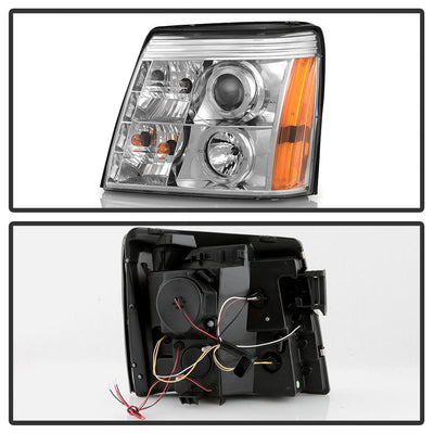 LED Halo Chrome DRL Projector Headlights <br>03-06 Cadillac Escalade Escalade EXT Escalade ESV