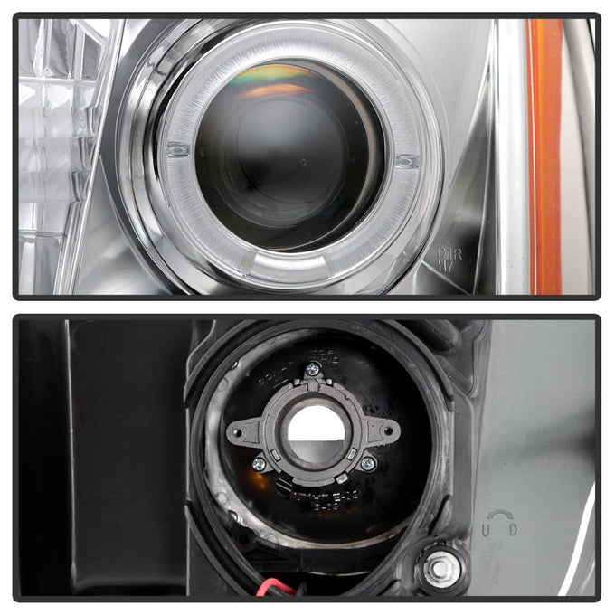 LED Halo Chrome DRL Projector Headlights <br>03-06 Cadillac Escalade Escalade EXT Escalade ESV