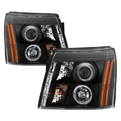 LED Halo Black DRL Projector Headlights <br>03-06 Cadillac Escalade Escalade EXT Escalade ESV