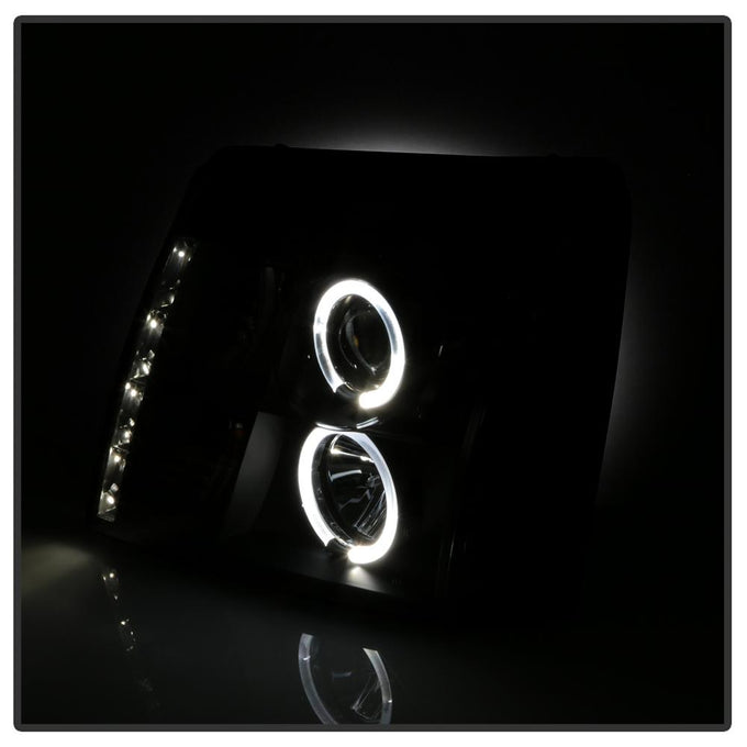 LED Halo Black DRL Projector Headlights <br>03-06 Cadillac Escalade Escalade EXT Escalade ESV