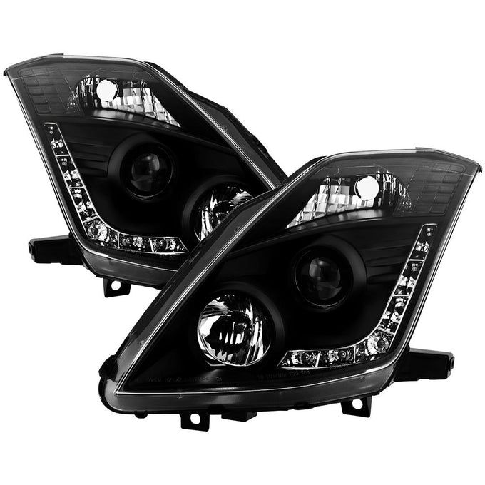 DRL Black Projector Headlights <br>06-08 Nissan 350Z